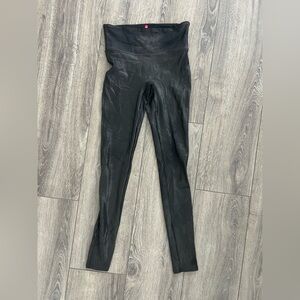 SPANX Black faux leather Leggings glossy size small